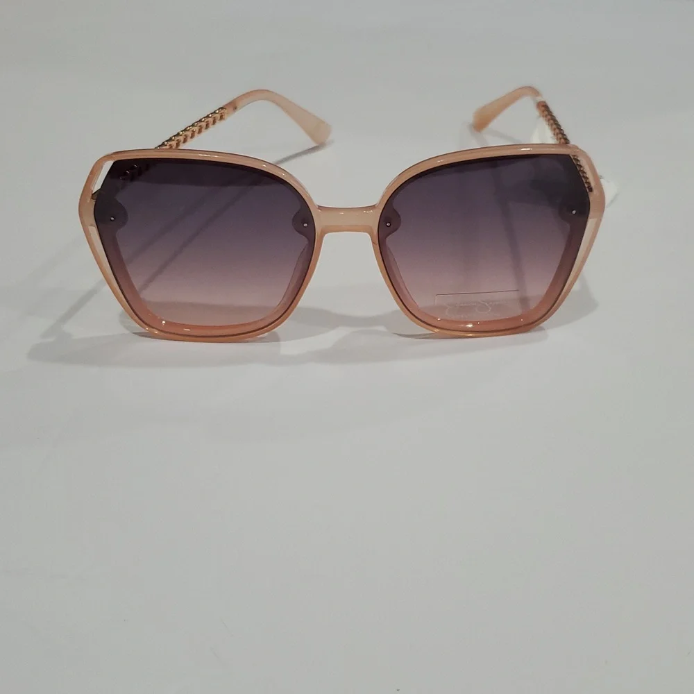 Jessica Simpson J6199 pink gold‎ chainlink style metal arms oval sunglasses new